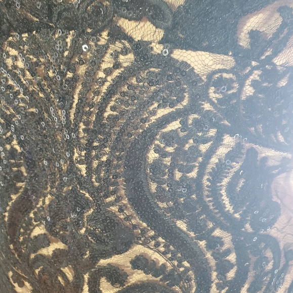 Free People Night Black & Cream Shimmer Mini Dress Size 2 - Picture 7 of 10